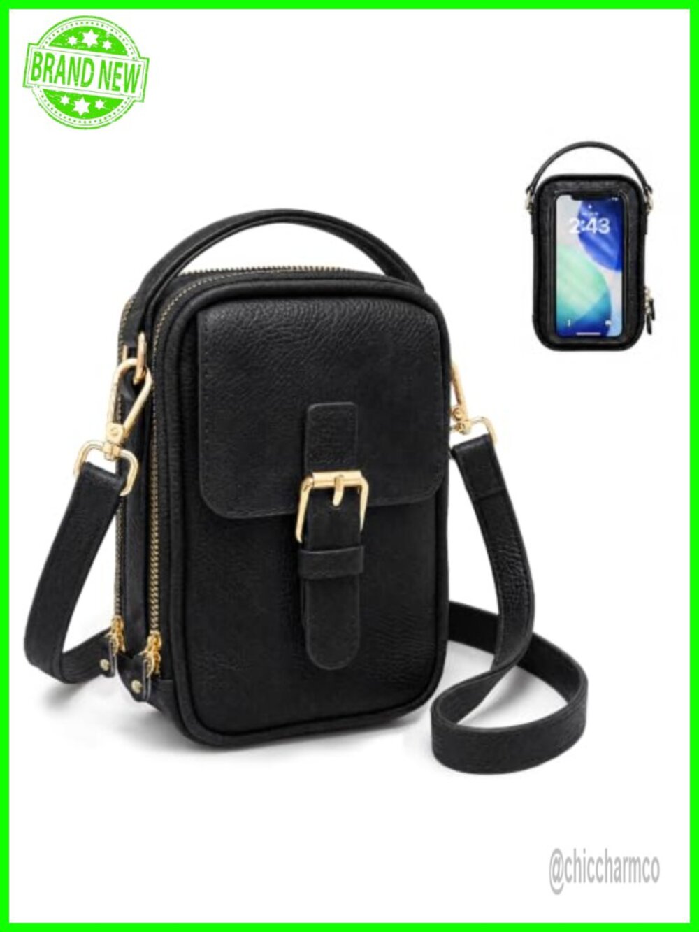 PU Leather Touchscreen Crossbody Phone Purse RFID Wallet Adjustable Strap